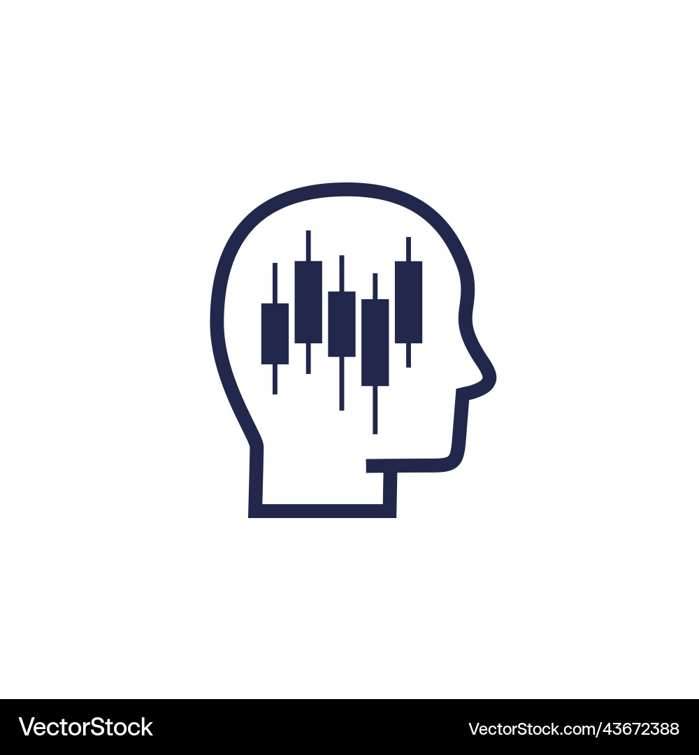 Trader broker icon with a head and graph vector image