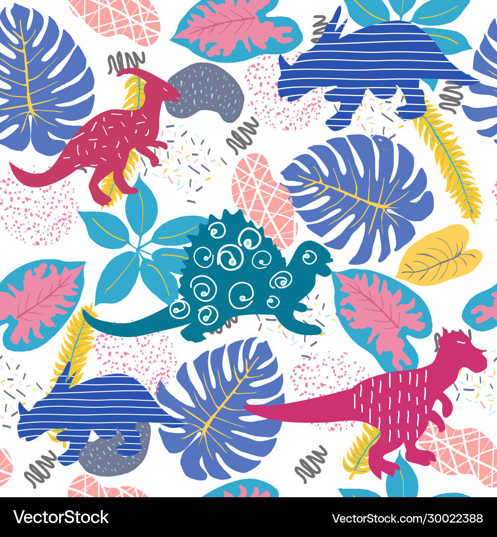 Tropical Animal Leaves Seamless Pattern Vector Image