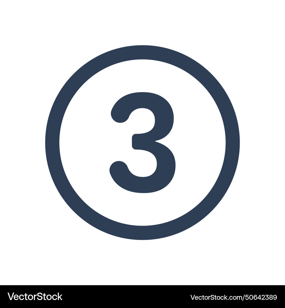 3 icon numeric number inside circle two vector image