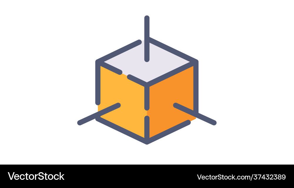 3d modeling dimension single isolated icon vector image