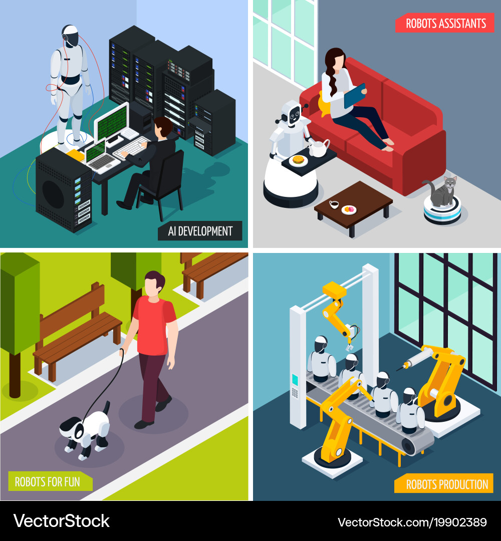 Artificial intelligence concept icons set vector image