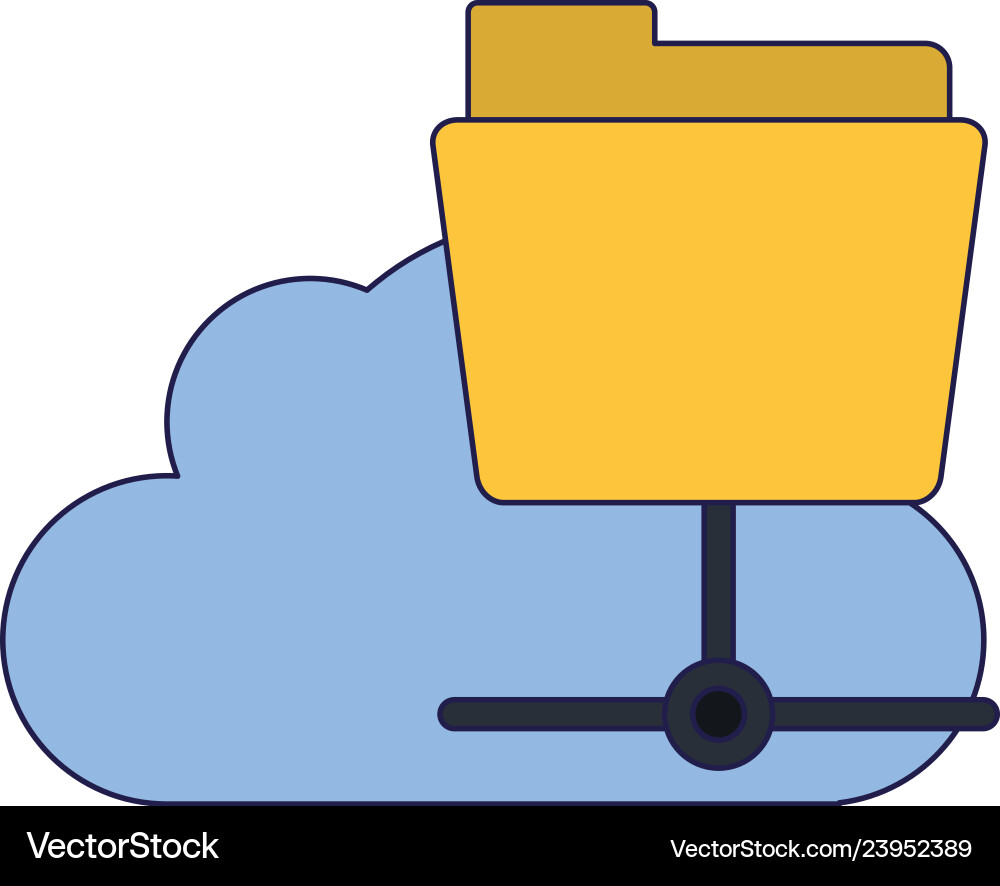Cloud computing and folder symbol blue lines Cloud computing and folder symbol blue lines vector image