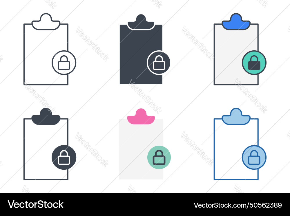 Document with lock icon collection different Document with lock icon collection different Vector Image
