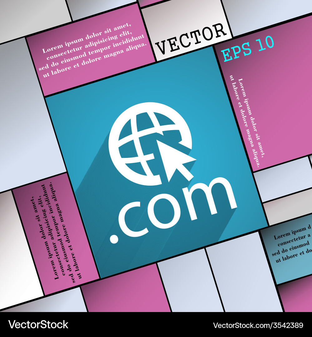 Domain com icon symbol flat modern web design vector image