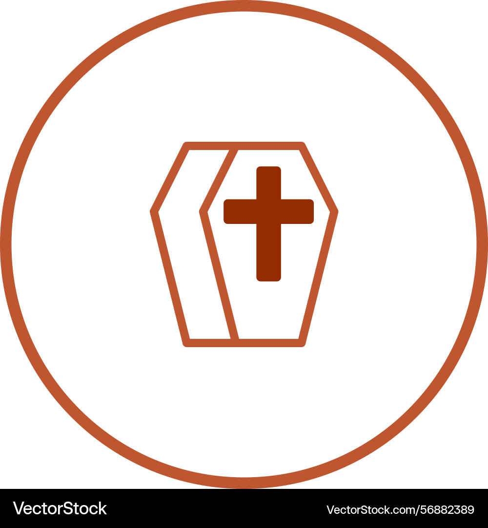 Elegant coffin with cross and circular frame Vector Image