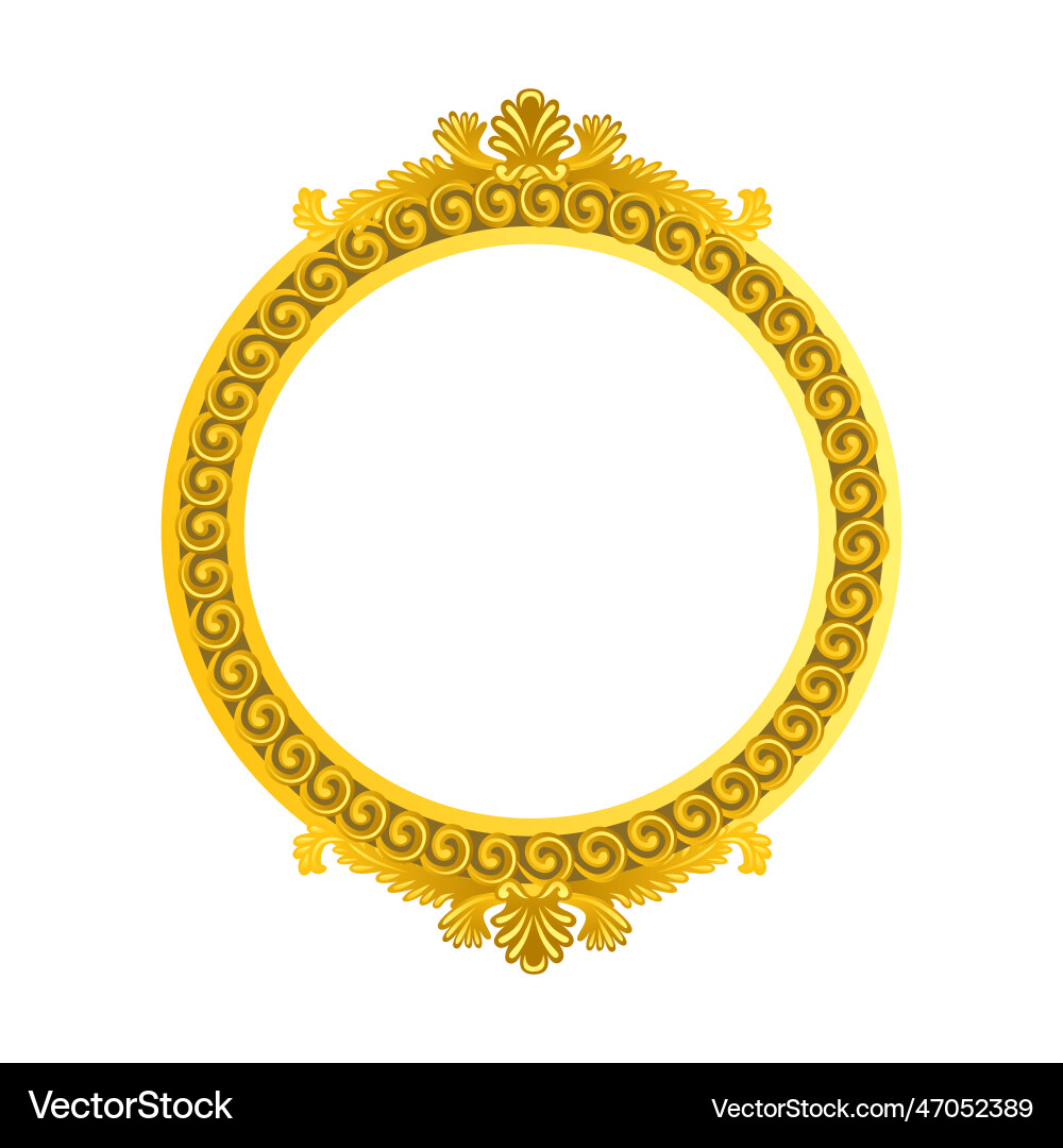 Gold mirror frame cartoon old ornate Gold mirror frame cartoon old ornate vector image
