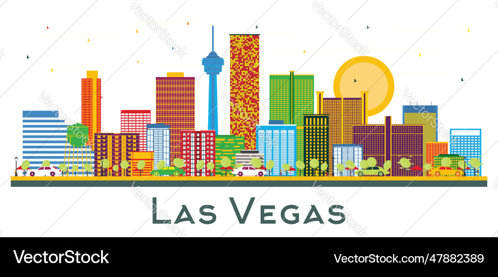 Las vegas usa city skyline with color buildings Las vegas usa city skyline with color buildings vector image