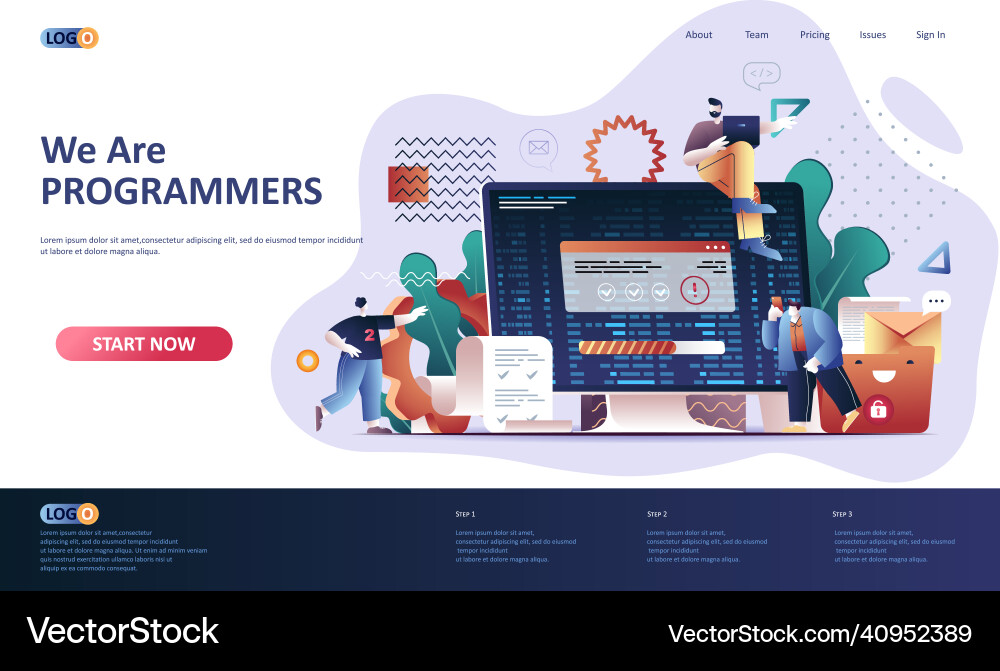 Programming software flat landing page template Programming software flat landing page template vector image