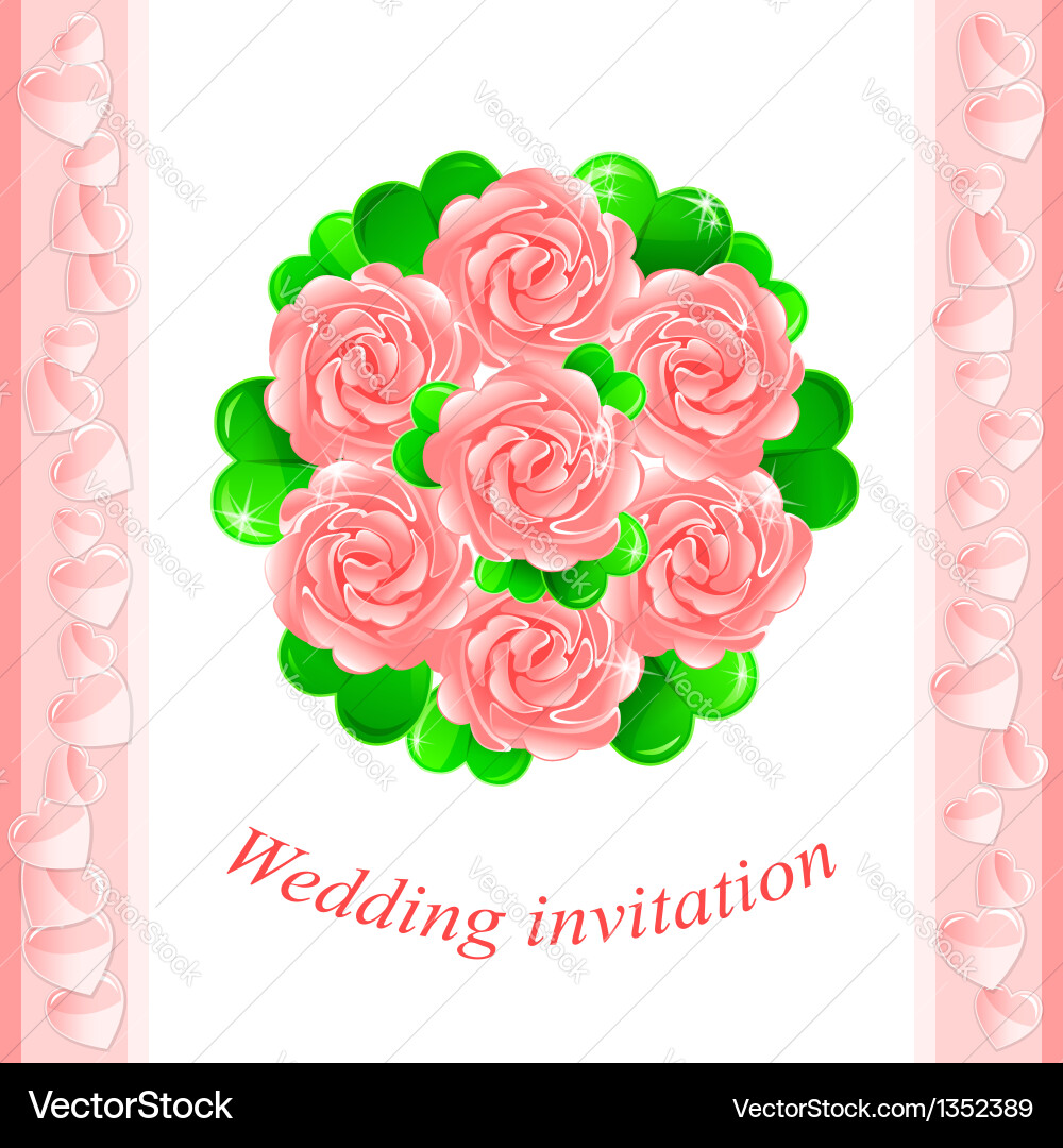 Rosa Rose Hochzeit Einladung vektorbild