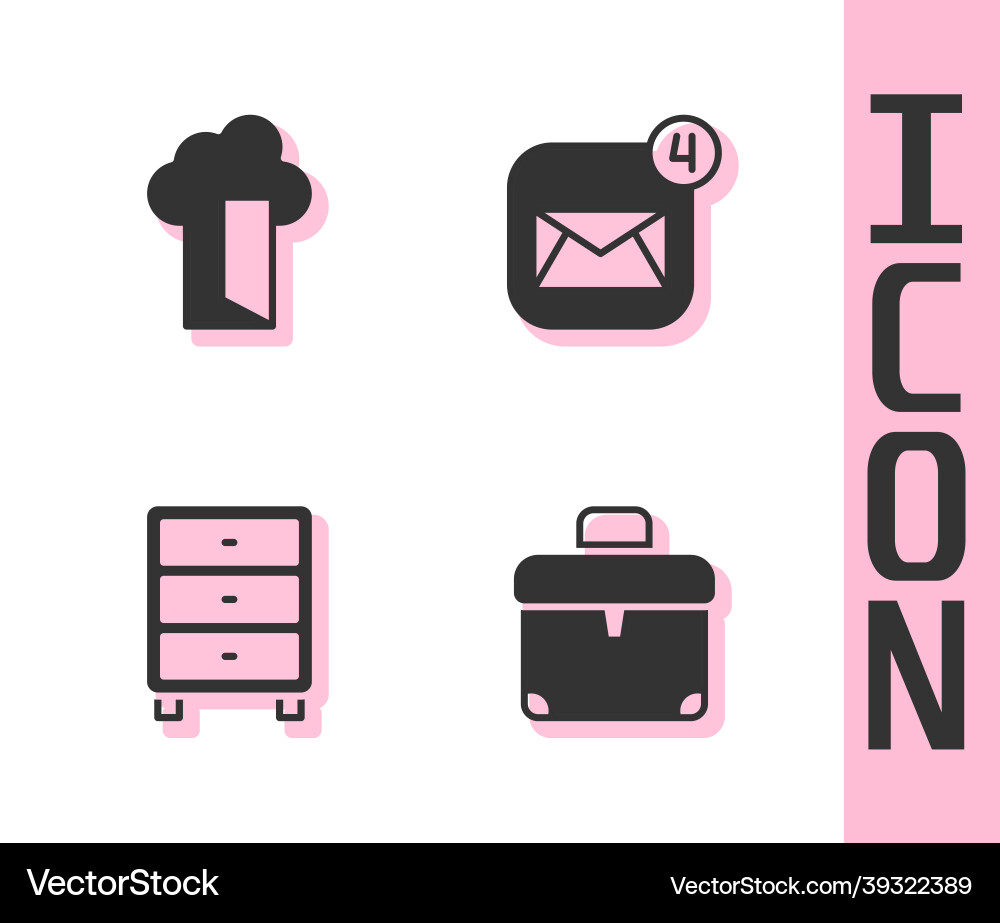 Set briefcase cloud database archive papers Vector Image