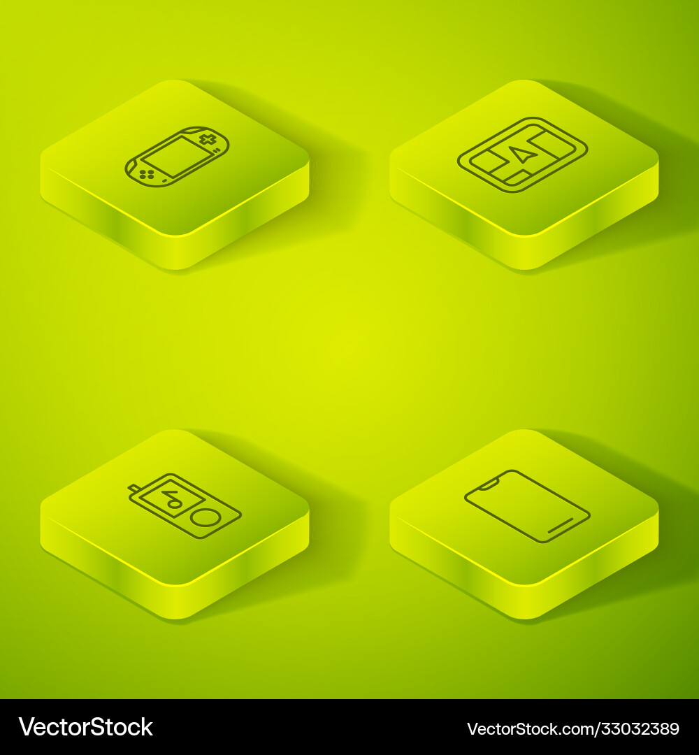 Set isometric gps device with map music player Set isometric gps device with map music player vector image