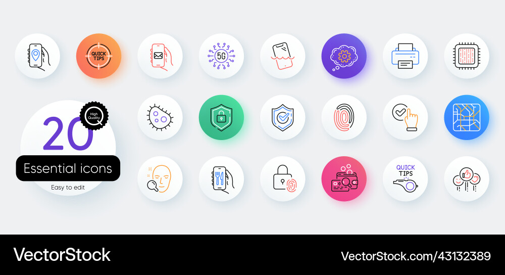 Simple set of cpu processor shield and restaurant Simple set of cpu processor shield and restaurant vector image