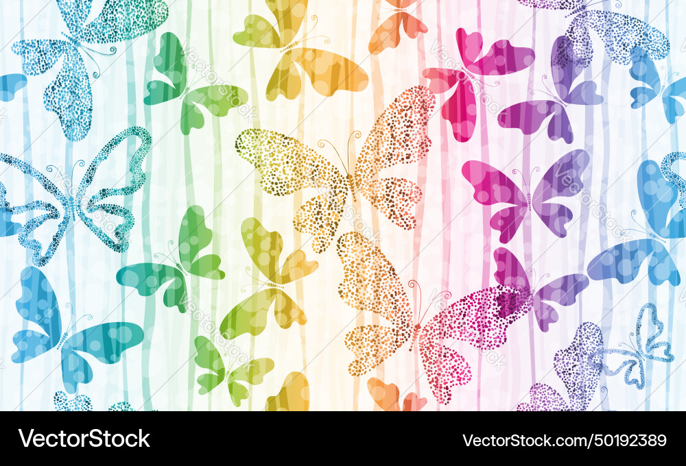 Spring seamless pattern with flying colorful Vector Image