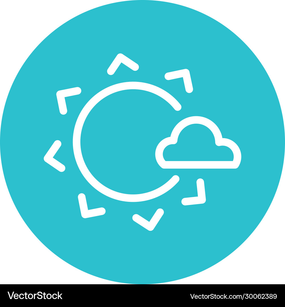 Sun with cloud block and flat style icon vector image