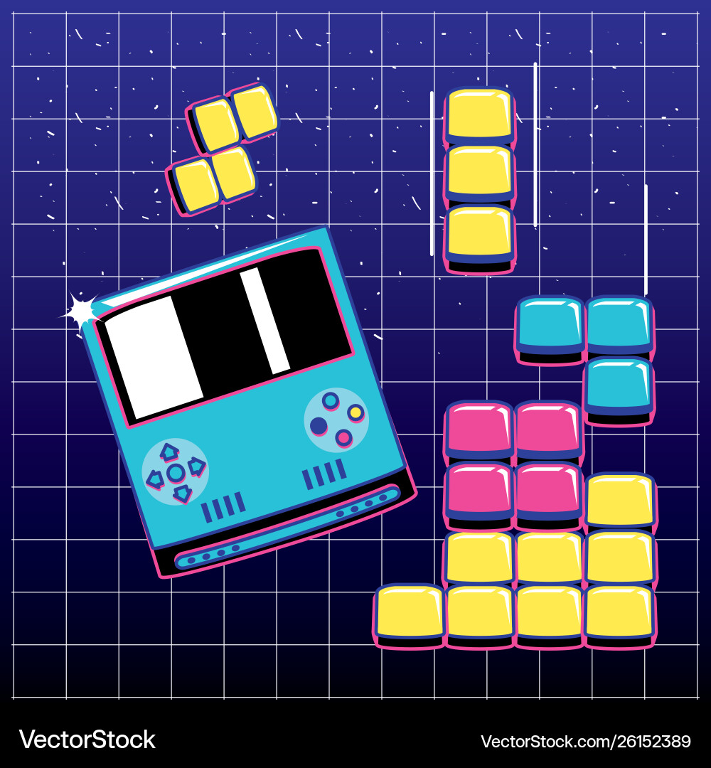 Video game blocks with handle console Vector Image