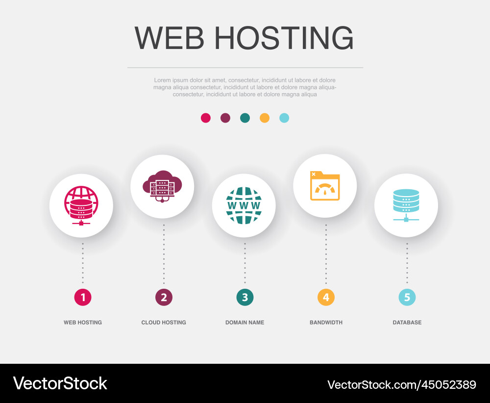 Web hosting cloud domain name bandwidth vector image