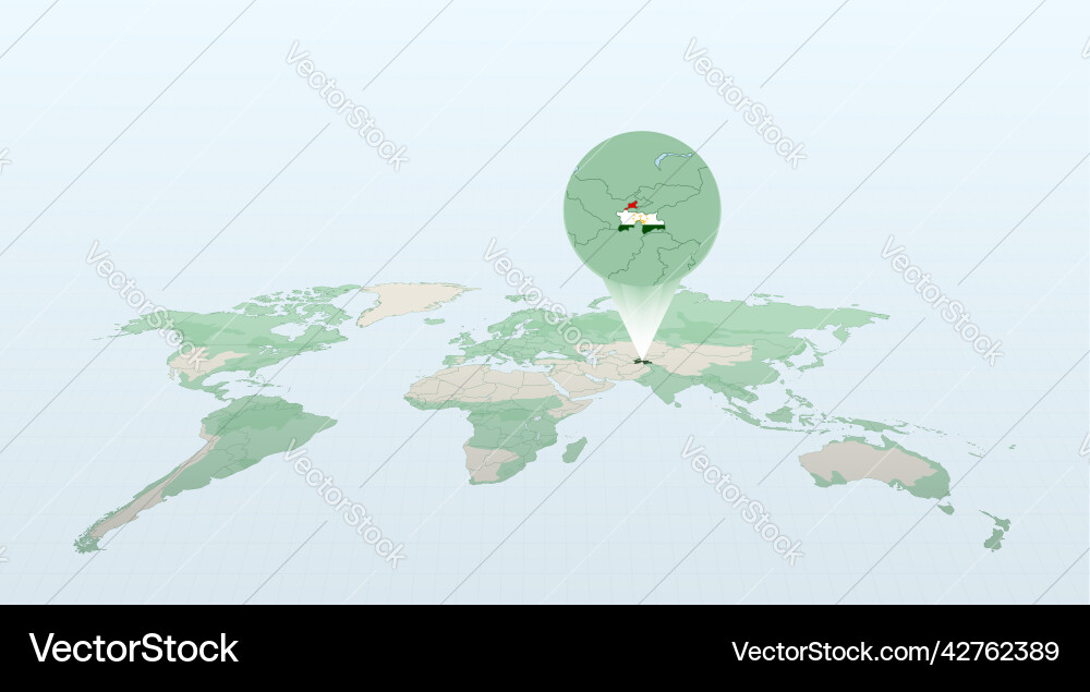 World map in perspective showing the location Vector Image