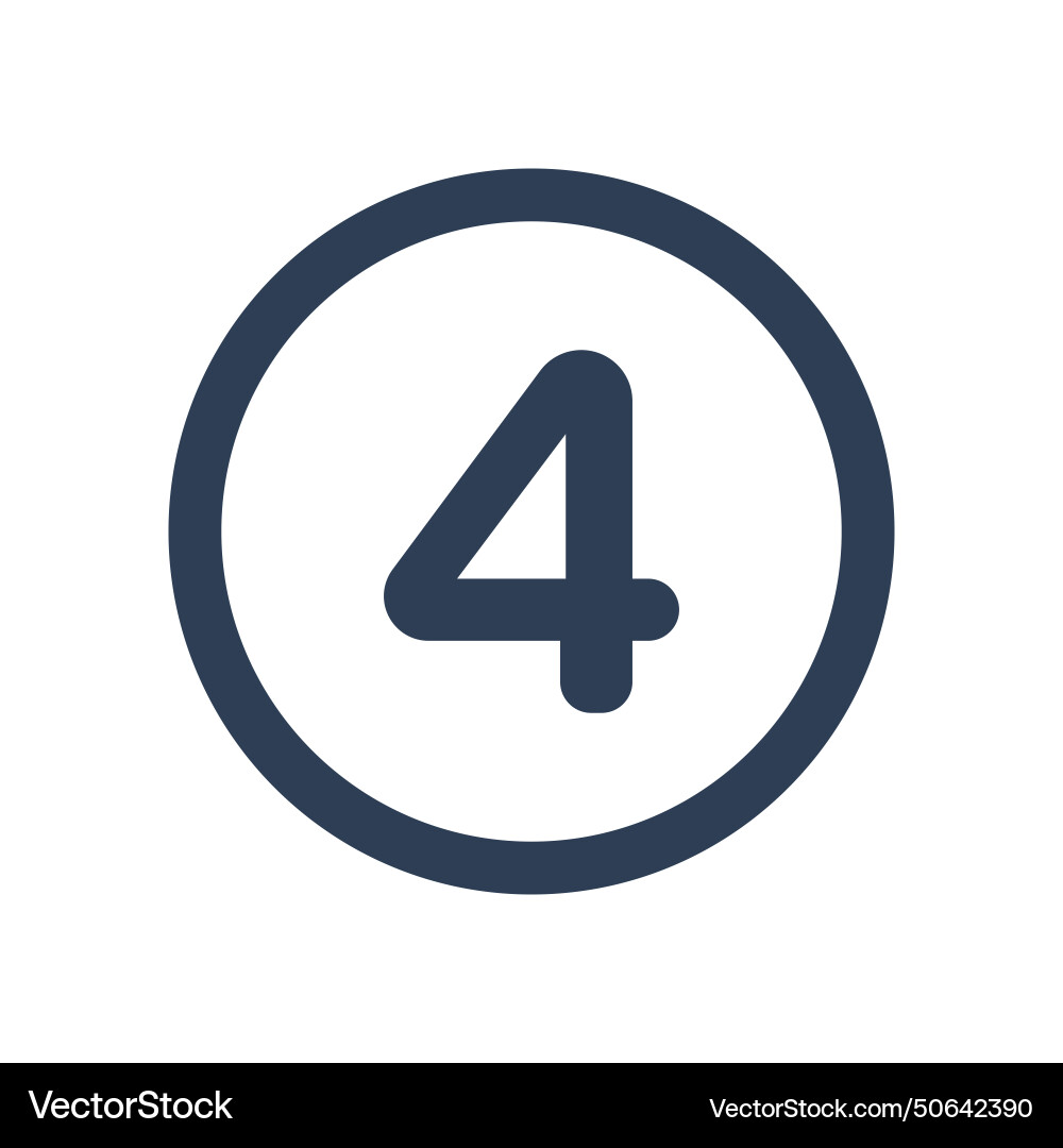 4 icon numeric number inside circle two vector image