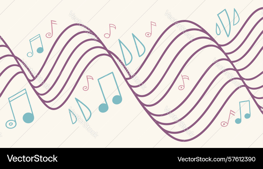 Abstract musical waveform with notes pattern vector image