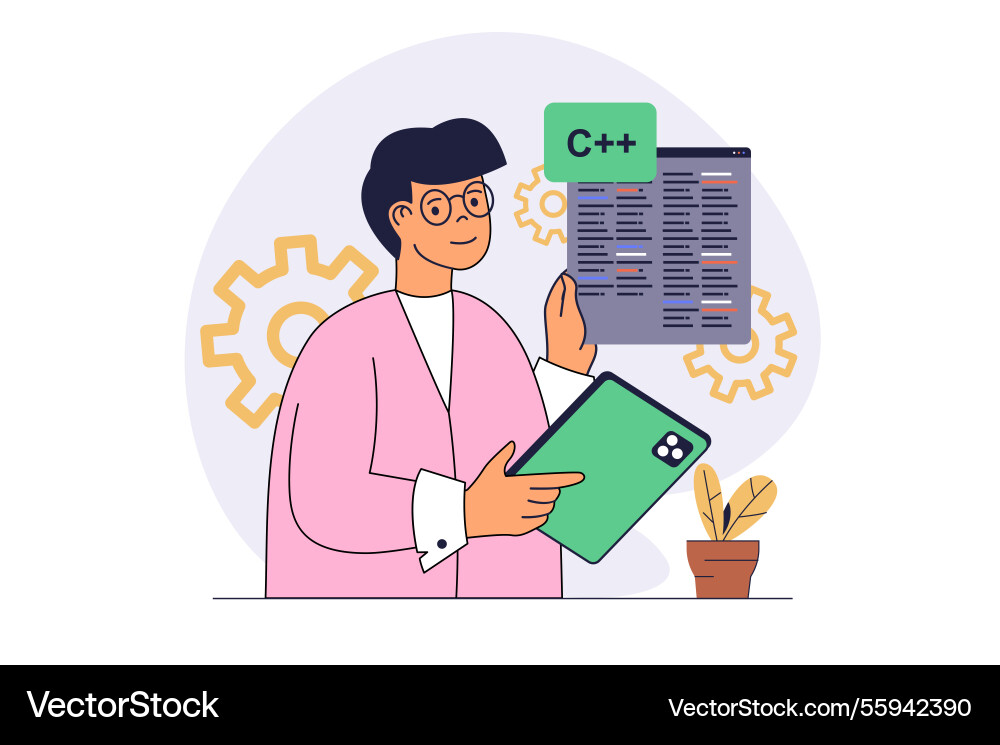 App development concept with cartoon people App development concept with cartoon people vector image
