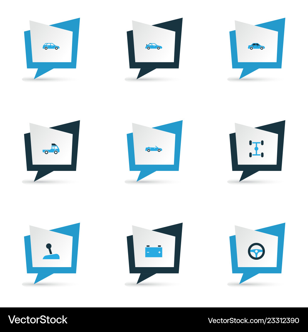 Automobile icons colored set with stick crossover Automobile icons colored set with stick crossover vector image