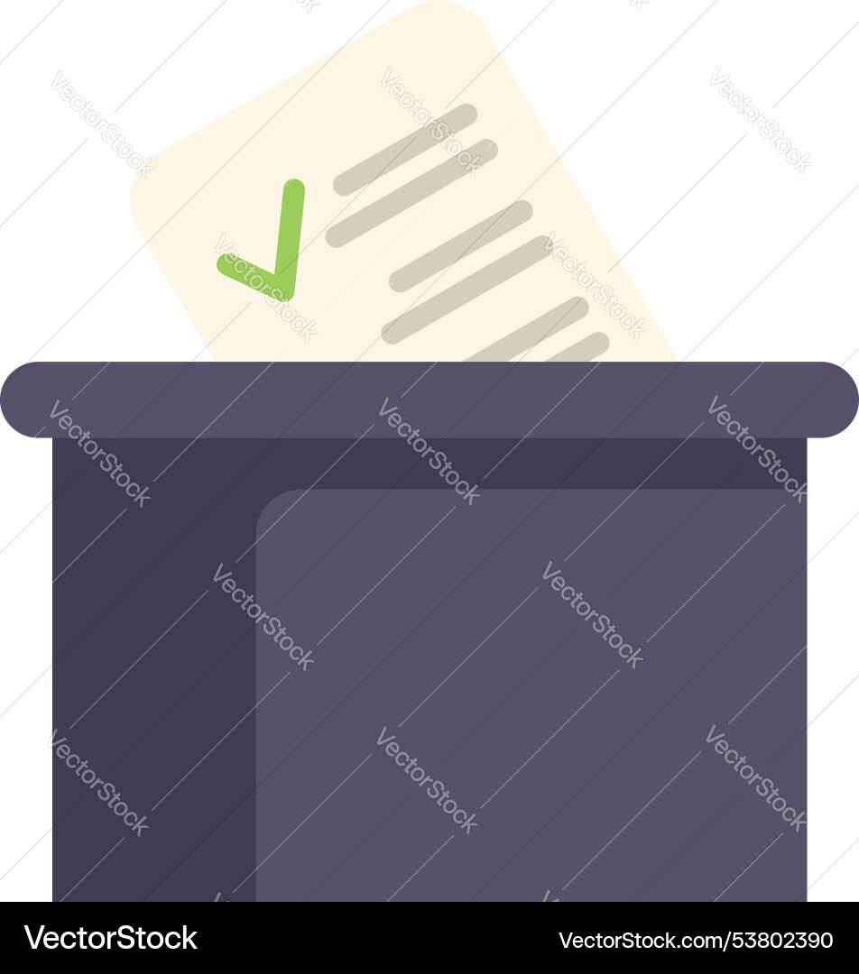Ballot box receiving paper with check mark Ballot box receiving paper with check mark vector image