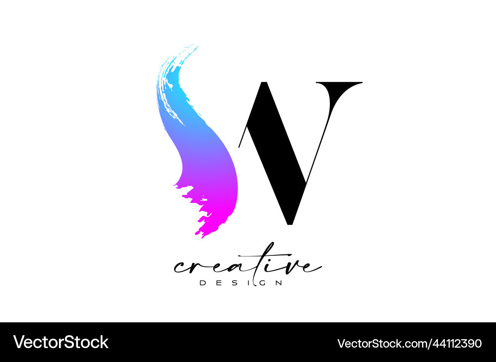 Brush stroke letter w logo design with artistic Vector Image