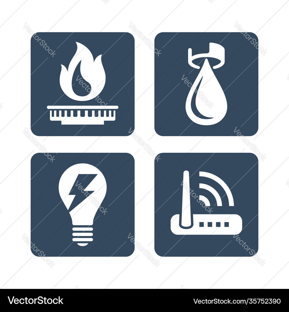 Building systems set flat icons Vector Image