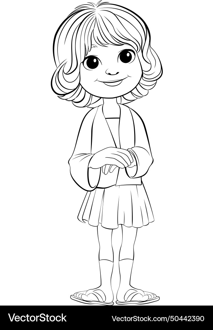Cartoon girl standing with a cheerful expression Cartoon girl standing with a cheerful expression vector image