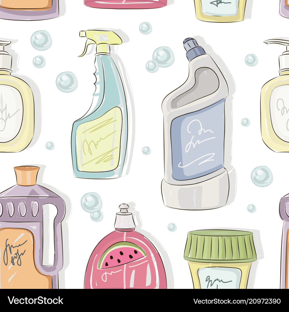 Detergent bottles collection pattern Detergent bottles collection pattern vector image