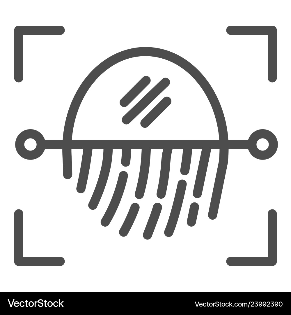 Fingerprint recognition sensor line icon focus Fingerprint recognition sensor line icon focus vector image