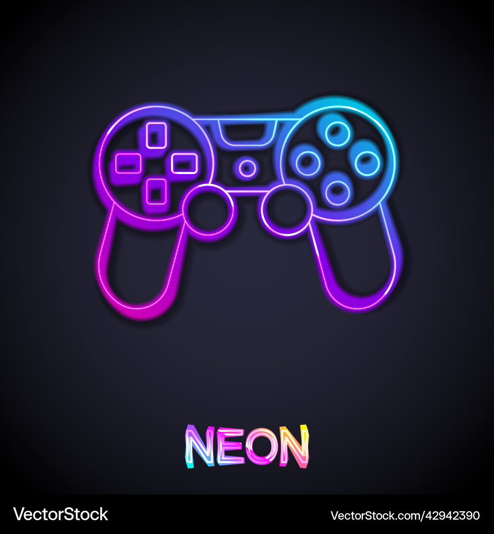 Glowing neon line game controller or joystick vector image