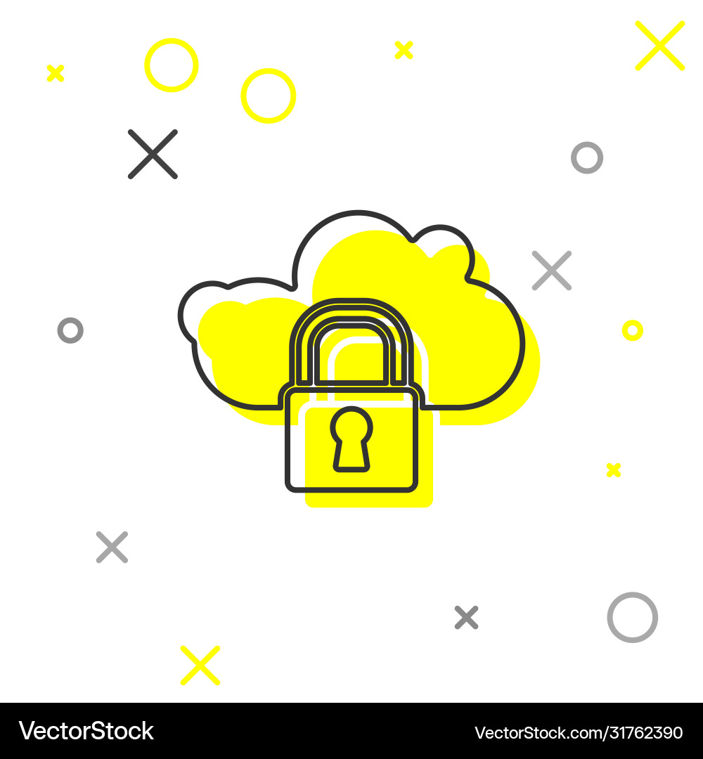 Grey line cloud computing lock icon isolated Grey line cloud computing lock icon isolated Vector Image