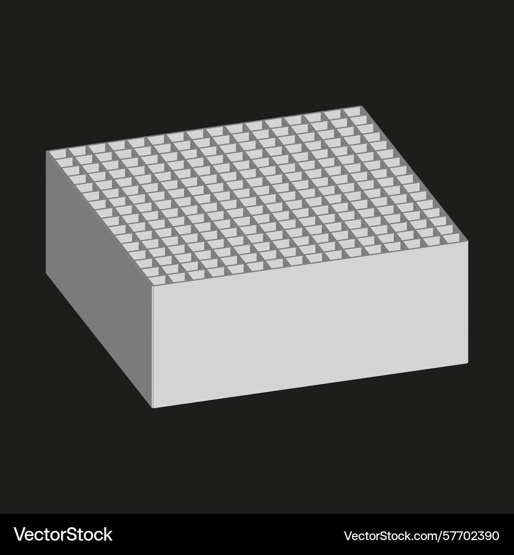 Grey rectangular block solid geometric object vector image