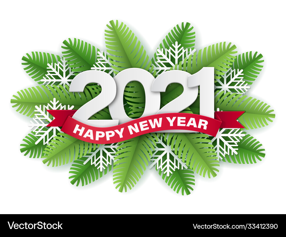 Happy New Year 2021 Christmas Tree Vector Image