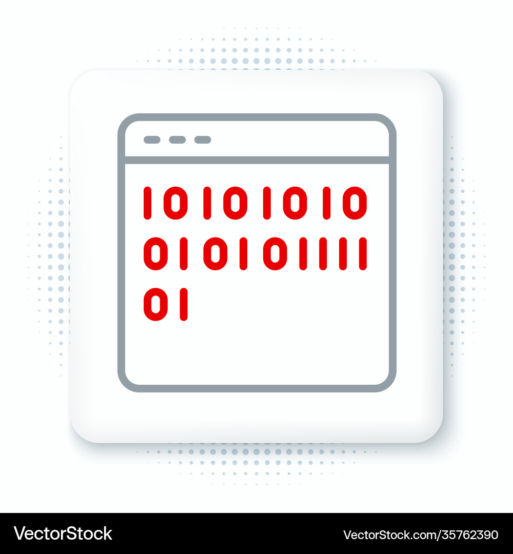 Line binary code icon isolated on white background Line binary code icon isolated on white background vector image