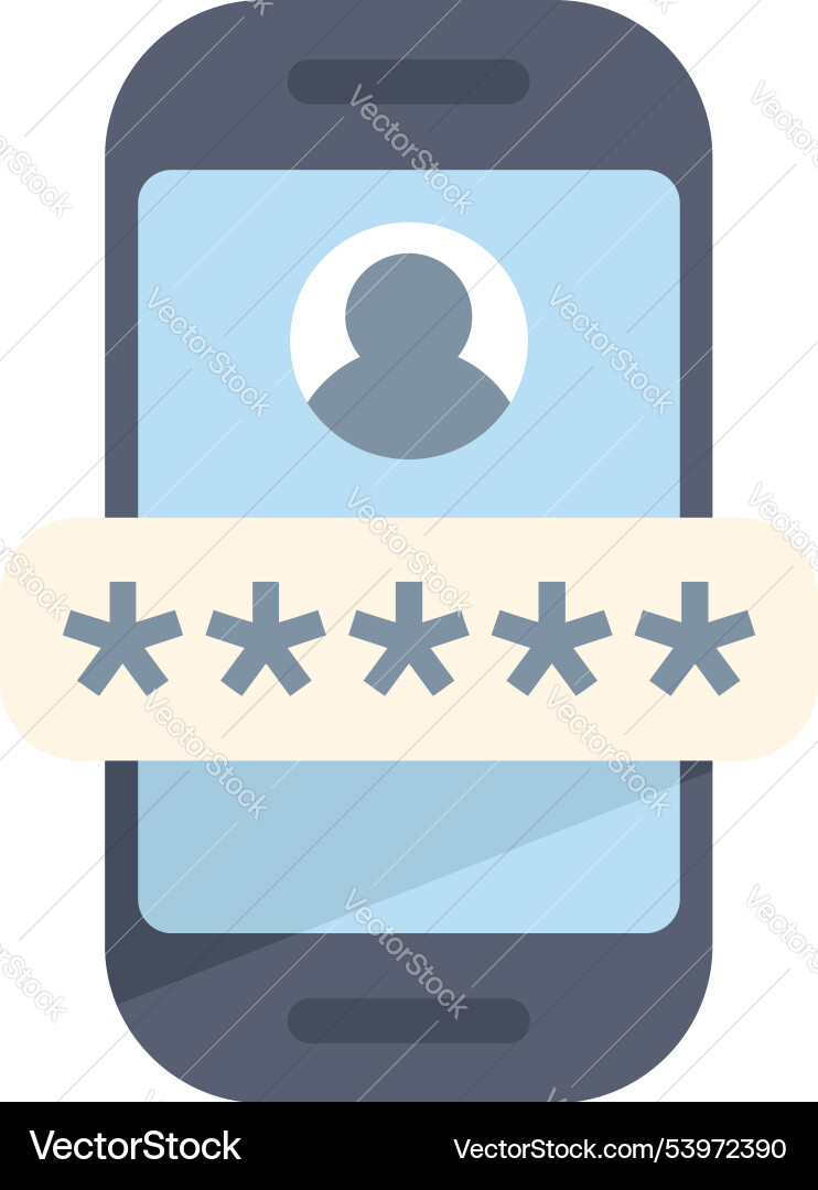 Mobile phone showing user profile with password Mobile phone showing user profile with password vector image
