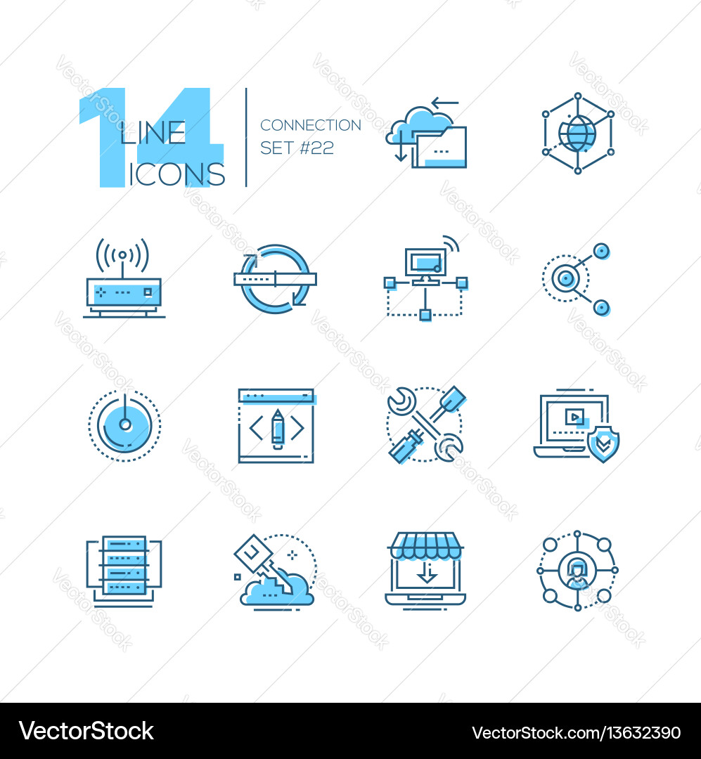 Modern Connection Icons - Single Line vector image