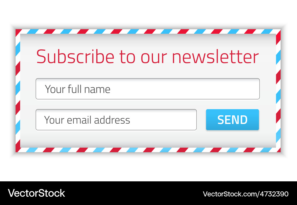 Modern newsletter form with name and email vector image