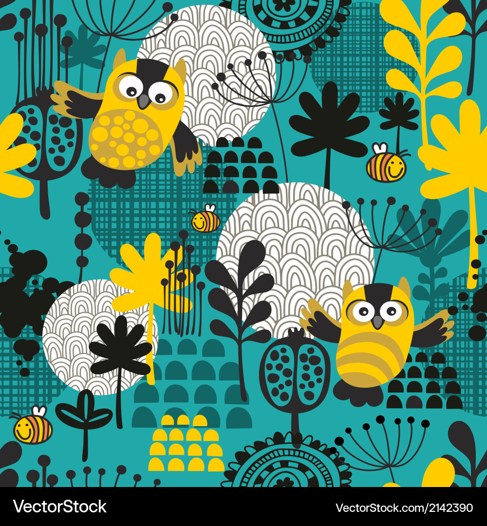 Owl Pattern Seamless Background vector image