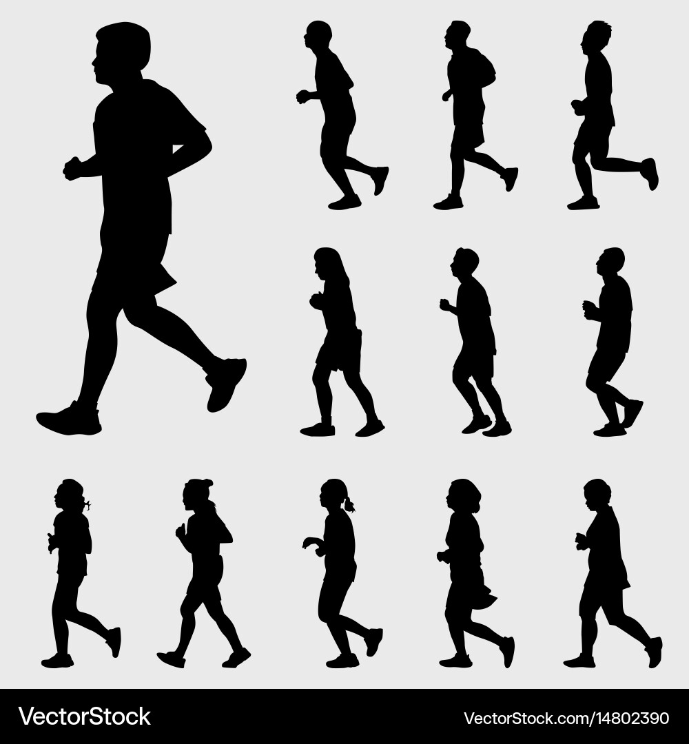 People running silhouettes set vector image