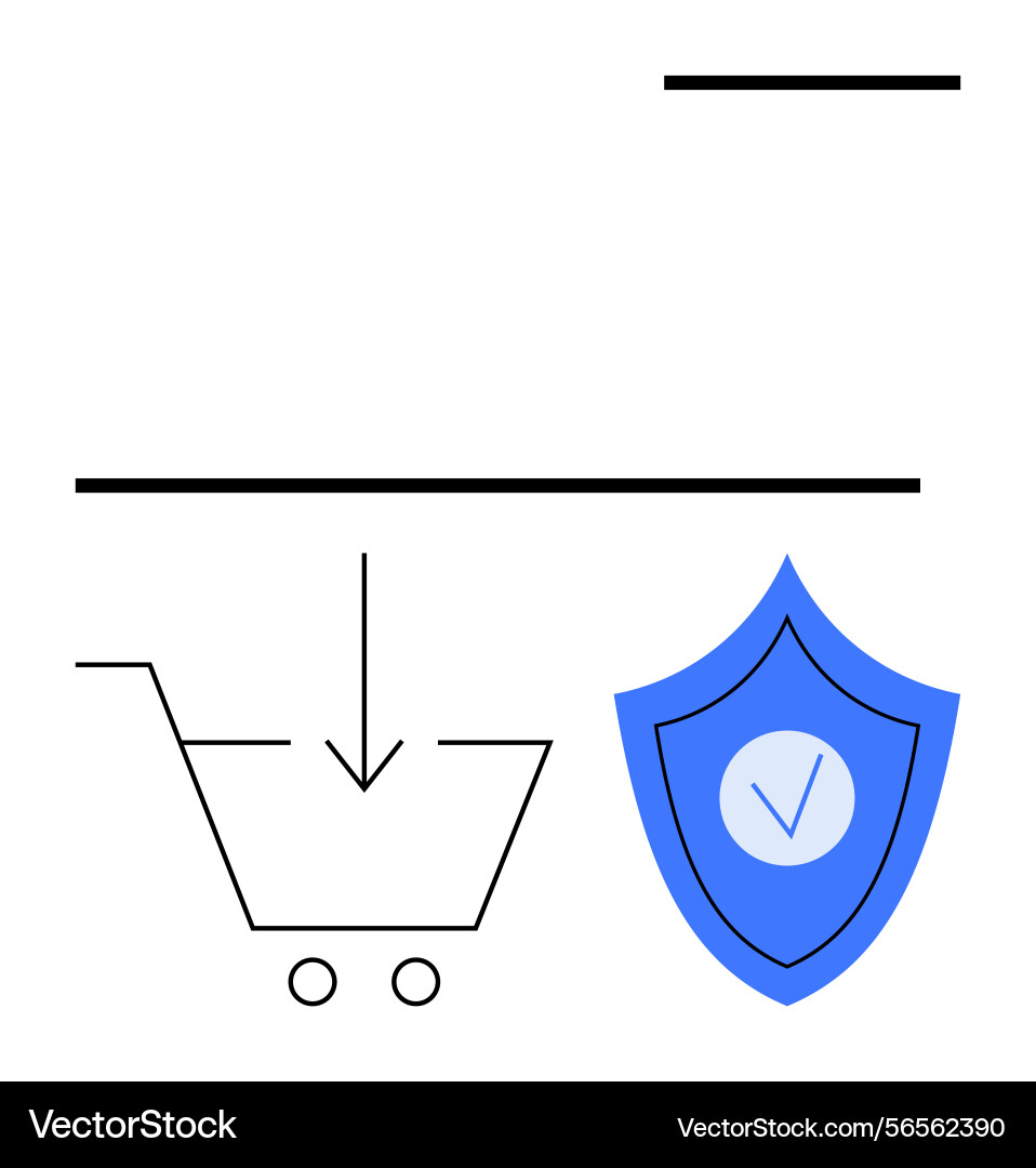 Shopping cart with secure checkout symbol Shopping cart with secure checkout symbol vector image