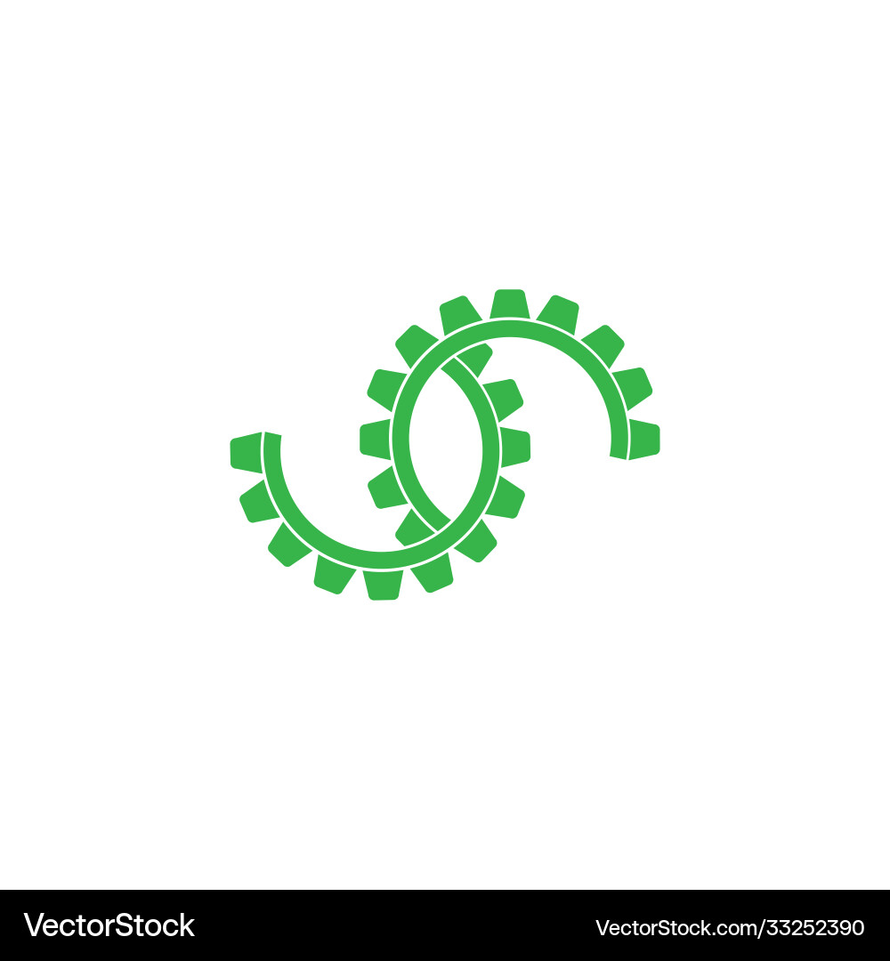 Simple geometric linked two cog machine logo vector image