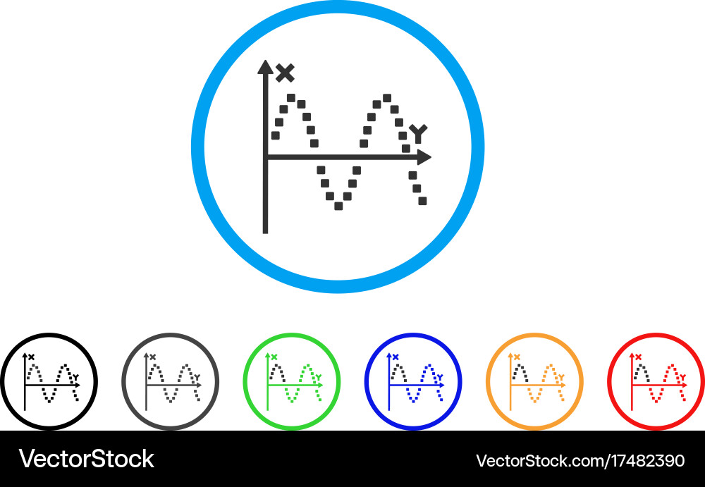 Sine plot rounded icon vector image