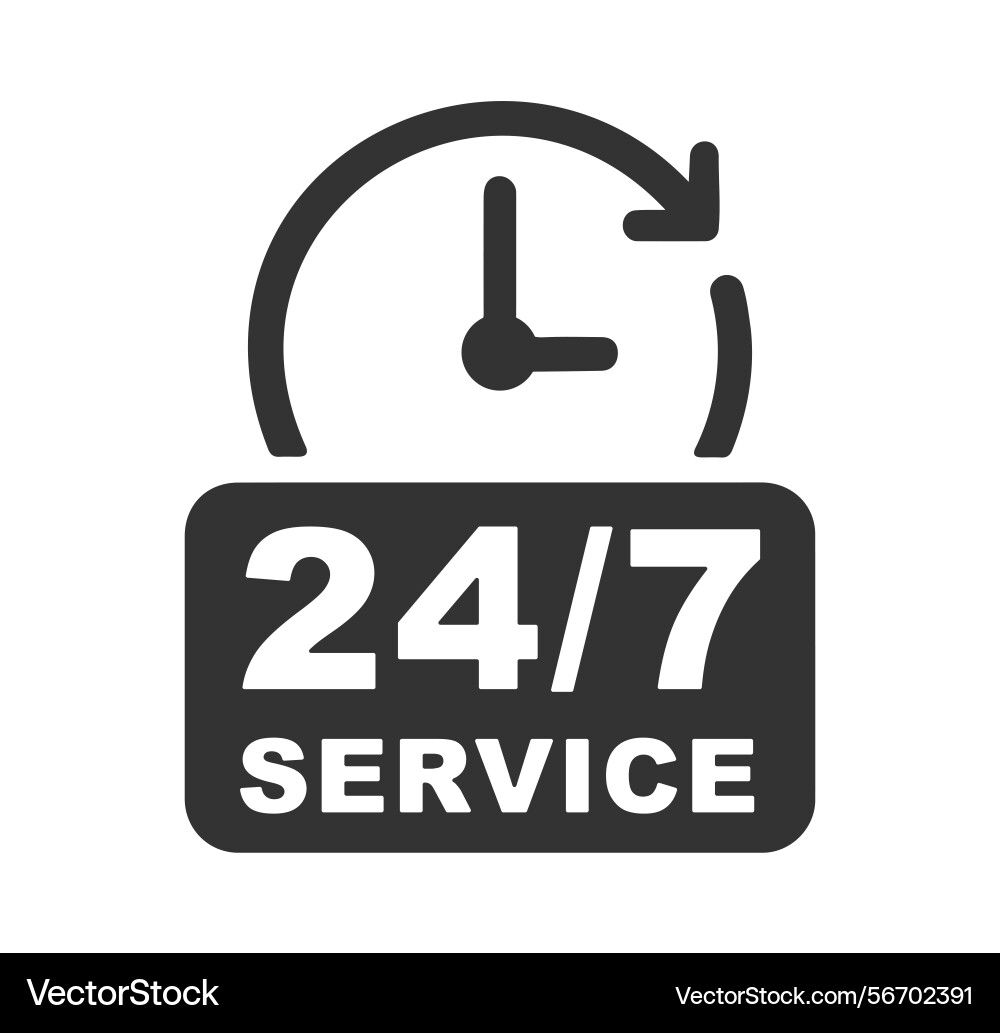 24 7 service open h hours a day and days we Vector Image