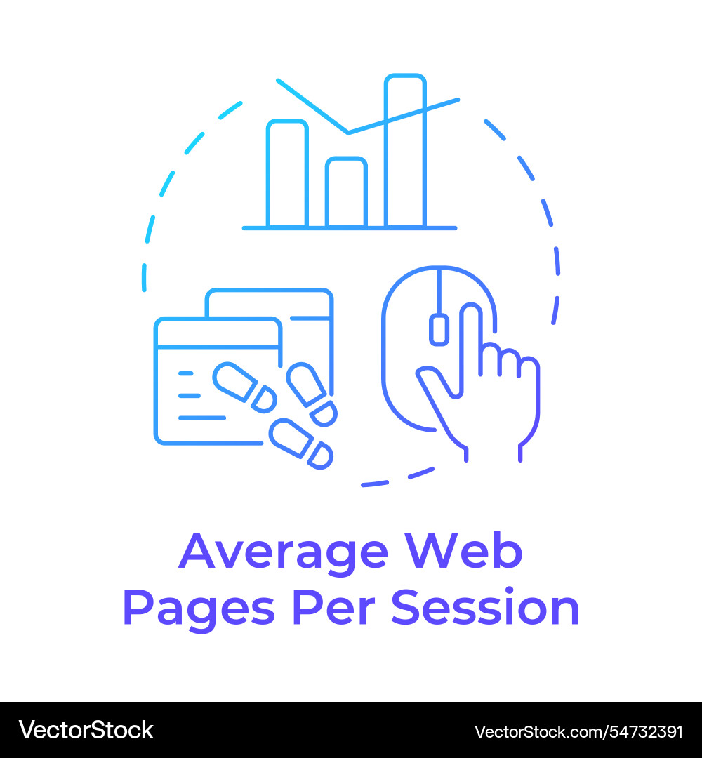 Average web pages per session blue gradient Average web pages per session blue gradient vector image