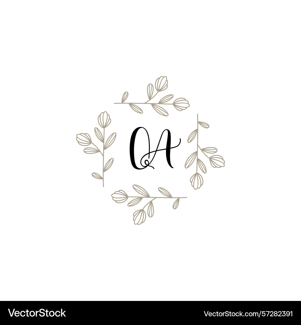 Botanical monogram logos with initial qa Vector Image