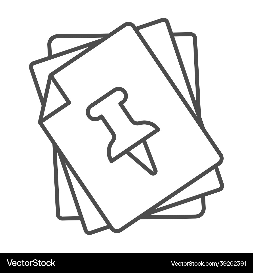 Bundle of paper sheets page with push pin thin Bundle of paper sheets page with push pin thin Vector Image
