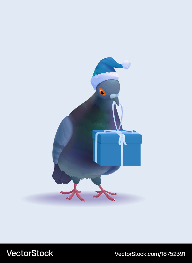 Christmas santa pigeon vector image