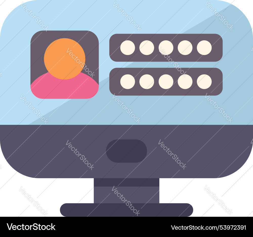 Computer displaying user profile with login Computer displaying user profile with login vector image